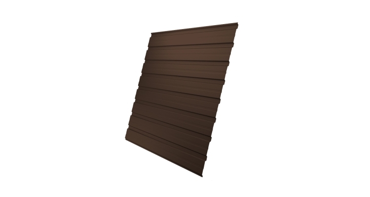 Профнастил С10В GL 0,5 GreenCoat Pural BT, Matt с пленкой RR 887 шоколадно-коричневый (RAL 8017 шоколад)