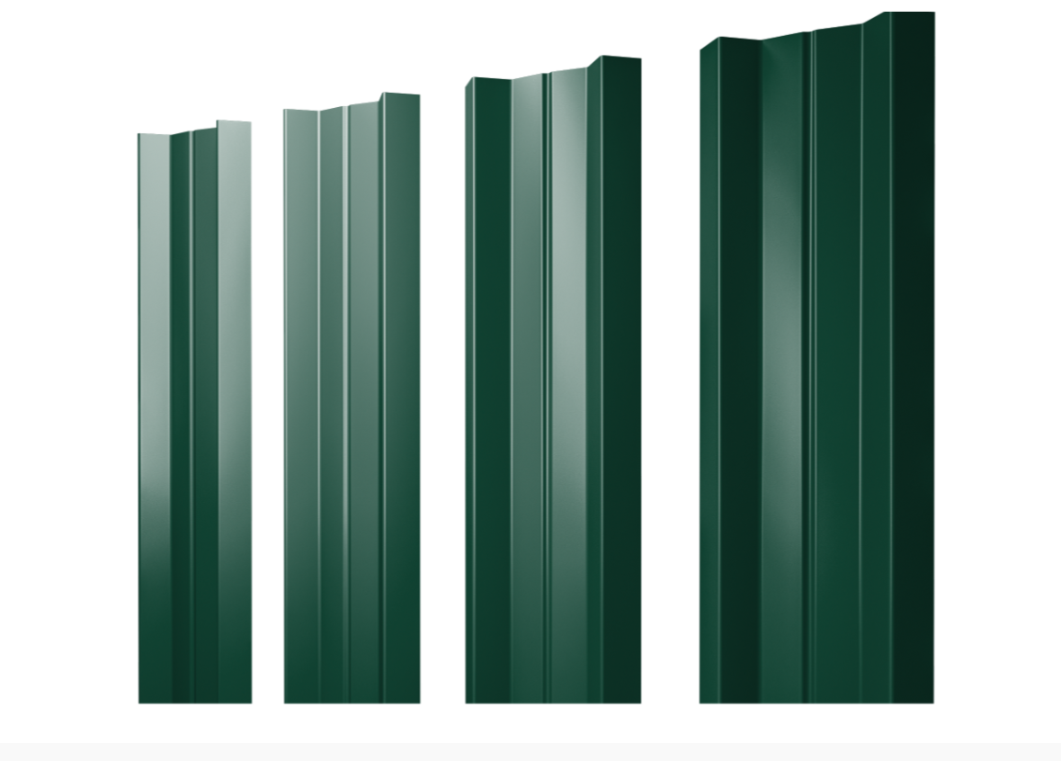Штакетник М-образный А с прямым резом 0.4 PE-Double RAL 6005 зеленый мох