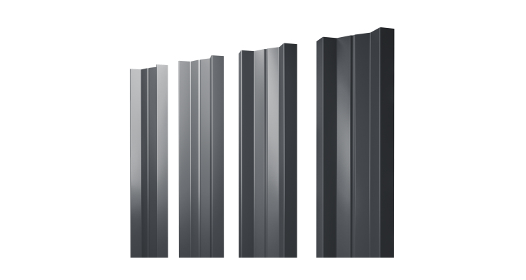 Штакетник М-образный А с прямым резом 0.4 PE-Matt-Double RAL 7024 мокрый асфальт