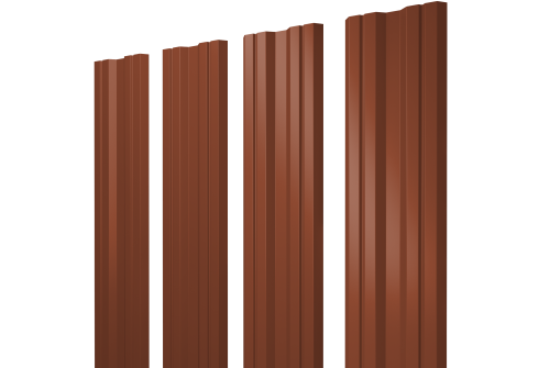 Штакетник Twin с прямым резом 0,5 Satin RAL 8004 терракота