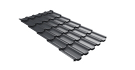 Металлочерепица  квинта плюс Grand Line c 3D резом 0,45 Drap TX RAL 7024 мокрый асфальт