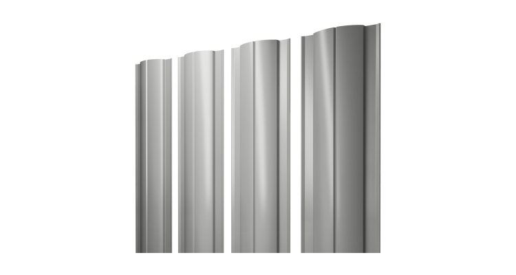 Штакетник Круглый с прямым резом 0,45 PE RAL 9006 бело-алюминиевый