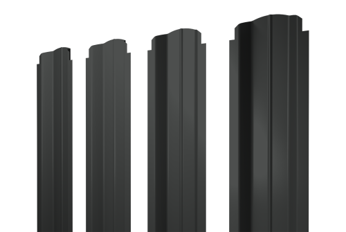 Штакетник П-образный B фигурный 0,5 Satin RAL 7016 антрацитово-серый