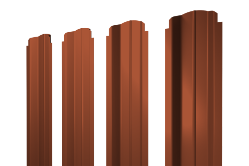 Штакетник П-образный B фигурный 0,5 Satin RAL 8004 терракота