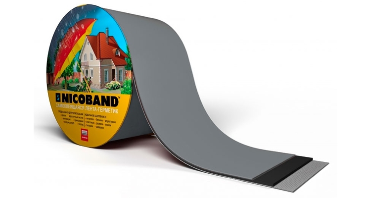 Лента герметизирующая Технониколь Nicoband самоклеящаяся 3мх5см, темно-серая